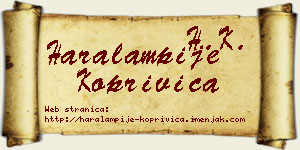 Haralampije Koprivica vizit kartica